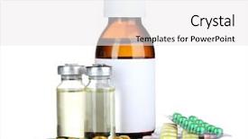  Presentation with ampoule - Amazing theme having pharmacology design - medical bottles ampoule and pills backdrop and a white colored foreground