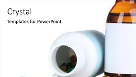  Presentation with pharmacology - Slides having pharmacology design - medical bottles and pills isolated background and a white colored foreground