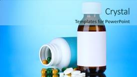  Presentation with pharmacology - Cool new slide deck with pharmacology design - medical bottles and pills backdrop and a arctic colored foreground