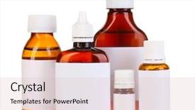  Presentation with pharmacology - Theme enhanced with pharmacology design - medical bottles isolated on white background and a lemonade colored foreground