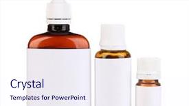  Presentation with bottles - Slide set having reading red eyeglasses and eye chart close-up on a light background background and a light gray colored foreground