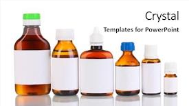  Presentation with pharmacology - Audience pleasing presentation theme consisting of pharmacology design - medical bottles isolated on white backdrop and a  colored foreground
