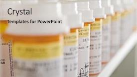  Presentation with bottles - Colorful theme enhanced with pharmacy - bottles of pills arranged backdrop and a lemonade colored foreground