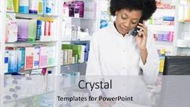  Presentation with cordless - Presentation theme with pharmacy - chemist writing on clipboard while background and a light gray colored foreground