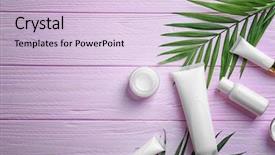  Presentation with green leaf - PPT theme featuring pharmacy - cosmetic with green leaf background and a lemonade colored foreground