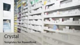  Presentation with medicines - Amazing slides having pharmacy - defocused image of packed medicines backdrop and a light gray colored foreground