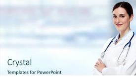 Presentation with pharmacy clinic - Amazing PPT layouts having pharmacy - medical physician doctor woman backdrop and a cool aqua colored foreground