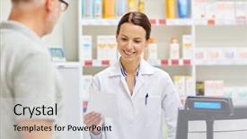  Presentation with health-care - Audience pleasing presentation theme consisting of pharmacy - medicine pharmaceutics health care backdrop and a light gray colored foreground