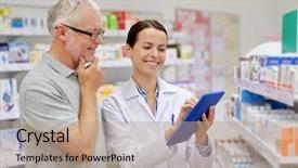  Presentation with health-care - Beautiful presentation theme featuring pharmacy - medicine pharmaceutics health care backdrop and a coral colored foreground