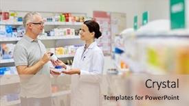  Presentation with pharmacy - Audience pleasing PPT layouts consisting of pharmacy - medicine pharmaceutics health care backdrop and a soft green colored foreground