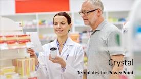  Presentation with drug pharmacy - PPT theme enhanced with pharmacy - medicine pharmaceutics health care background and a soft green colored foreground