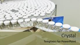  Presentation with production line - Cool new PPT layouts with pharmacy - pharmaceutical industry production line machine backdrop and a coral colored foreground