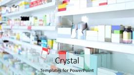  Presentation with pharmacy - Audience pleasing theme consisting of pharmacy - various products on shelves backdrop and a light blue colored foreground