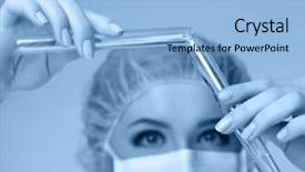  Presentation with biochemistry research laboratory - PPT layouts featuring pharmacy college - researcher in the laboratory isolatated background and a light blue colored foreground