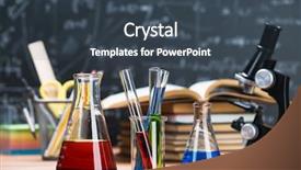  Presentation with tubes - PPT theme enhanced with pharmacy college - school supplies tubes with chemical background and a tawny brown colored foreground