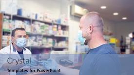  Presentation with medical pharmacy - Audience pleasing PPT layouts consisting of pharmacy-during-covid-19-shopper backdrop and a teal colored foreground