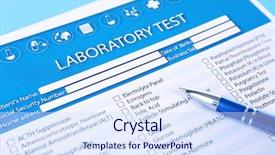  Presentation with test - Slides having pharmacy report - laboratory test list with pen background and a sky blue colored foreground