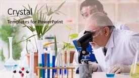  Presentation with lab - Beautiful slide set featuring pharmacy report - two chemists working backdrop and a lemonade colored foreground