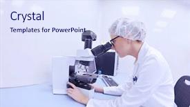  Presentation with laboratory - Colorful PPT theme enhanced with pharmacy student - group of scientists working backdrop and a  colored foreground