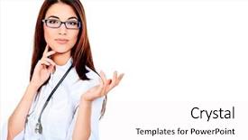  Presentation with pharmacy - Cool new PPT theme with pharmacy student - portrait of a beautiful woman backdrop and a white colored foreground