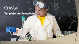  Presentation with animal testing scientist doing experiment - Audience pleasing slides consisting of pharmacy student - schoolgirl in white gown doing backdrop and a dark gray colored foreground