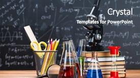  Presentation with tubes - Colorful presentation theme enhanced with pharmacy supply - school supplies tubes with chemical backdrop and a tawny brown colored foreground