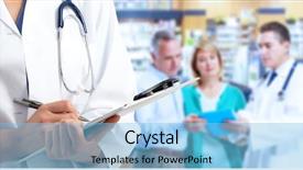  Presentation with pharmacist - Presentation theme consisting of pharmacy vaccine - pharmacist doctor woman background and a light blue colored foreground