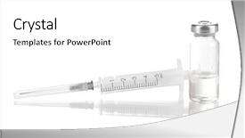  Presentation with ampoule - Cool new presentation theme with pharmacy vaccine - syringe and medical ampoule isolated backdrop and a white colored foreground