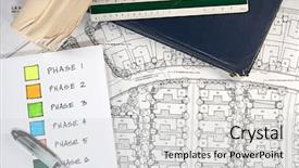  Presentation with architectural - Beautiful PPT theme featuring phase diagram - architectural blueprints of new homes backdrop and a light gray colored foreground
