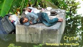 Presentation with flooding - Beautiful slides featuring phathumtrani-thailand-october-21-flood backdrop and a tawny brown colored foreground