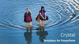  Presentation with flooding - Presentation having phathumtrani-thailand-october-21-women background and a ocean colored foreground