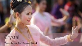  Presentation with festival dance - Colorful slides enhanced with phayao-thailand-march-5 backdrop and a coral colored foreground