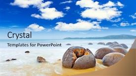  Presentation with maori new zealand native bush - Slide set consisting of phenomena wave - moeraki boulders panorama new zealand background and a light blue colored foreground