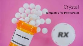  Presentation with pills - PPT layouts consisting of phentermine-rx-medicine-pills background and a coral colored foreground