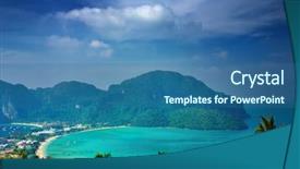  Presentation with island - Audience pleasing presentation consisting of phi-phi don island andaman backdrop and a ocean colored foreground