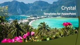 Presentation with thailand - Presentation theme having south ko - phi phi island thailand background and a teal colored foreground