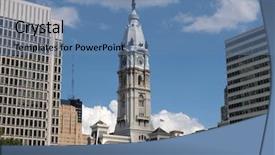  Presentation with philadelphia - Amazing PPT theme having philadelphia city hall and fountain backdrop and a teal colored foreground