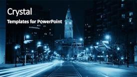  Presentation with city street - Presentation design enhanced with philadelphia city hall and street background and a black colored foreground