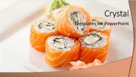  Presentation with cucumber cream - Presentation theme consisting of philadelphia maki sushi made of fresh raw salmon cream cheese and cucumber background and a lemonade colored foreground