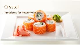  Presentation with cucumber cream - Amazing presentation design having made of fresh raw salmon backdrop and a lemonade colored foreground