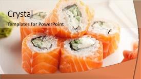  Presentation with cucumber cream - Amazing presentation theme having philadelphia maki sushi made backdrop and a lemonade colored foreground