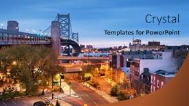  Presentation with philadelphia - Presentation design featuring philadelphia-pennsylvania-usa-at-benjamin background and a teal colored foreground