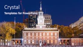  Presentation with independence - Beautiful PPT theme featuring philadelphia-pennsylvania-usa-at-independence backdrop and a navy blue colored foreground