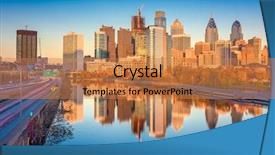  Presentation with philadelphia - Amazing presentation theme having philadelphia pennsylvania usa downtown city backdrop and a coral colored foreground