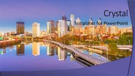  Presentation with philadelphia - Slides with philadelphia pennsylvania usa downtown city background and a teal colored foreground