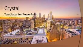  Presentation with philadelphia - Beautiful presentation theme featuring philadelphia pennsylvania usa downtown city backdrop and a lemonade colored foreground