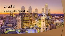  Presentation with philadelphia - PPT theme consisting of philadelphia pennsylvania usa downtown city background and a coral colored foreground