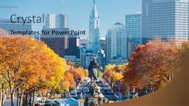  Presentation with philadelphia - Theme featuring philadelphia-pennsylvania-usa-in-autumn background and a light blue colored foreground