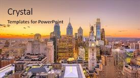  Presentation with philadelphia - Cool new slide set with philadelphia pennsylvania usa skyline backdrop and a coral colored foreground
