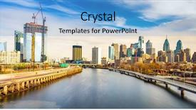  Presentation with philadelphia - Audience pleasing presentation consisting of philadelphia skyline and schuylkill river backdrop and a light blue colored foreground